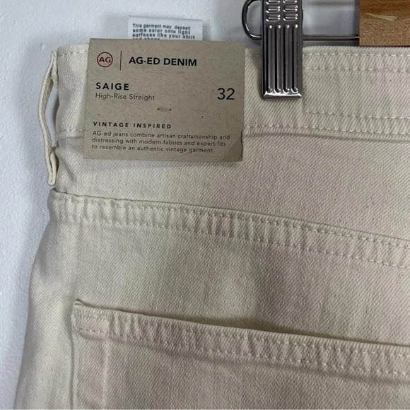 AG Jeans Womens Saige Jeans Size 32 High Rise Straight Leg 1 Year Cream NWT - Picture 7 of 14